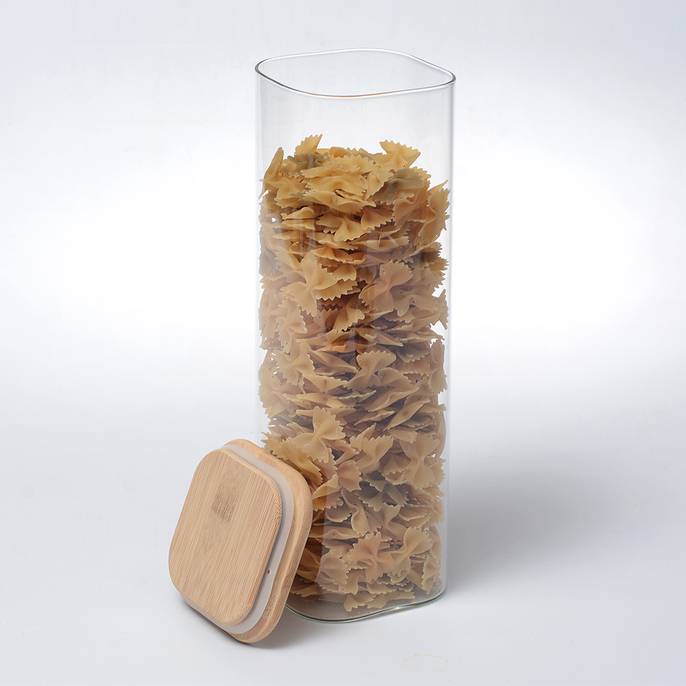 square large Glass Storage Jars 1.2 Gallon Storage Containers with Natural Bamboo Lids