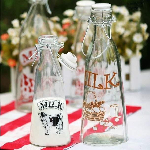 1L frosted decoration glass juice milk bottle TY50