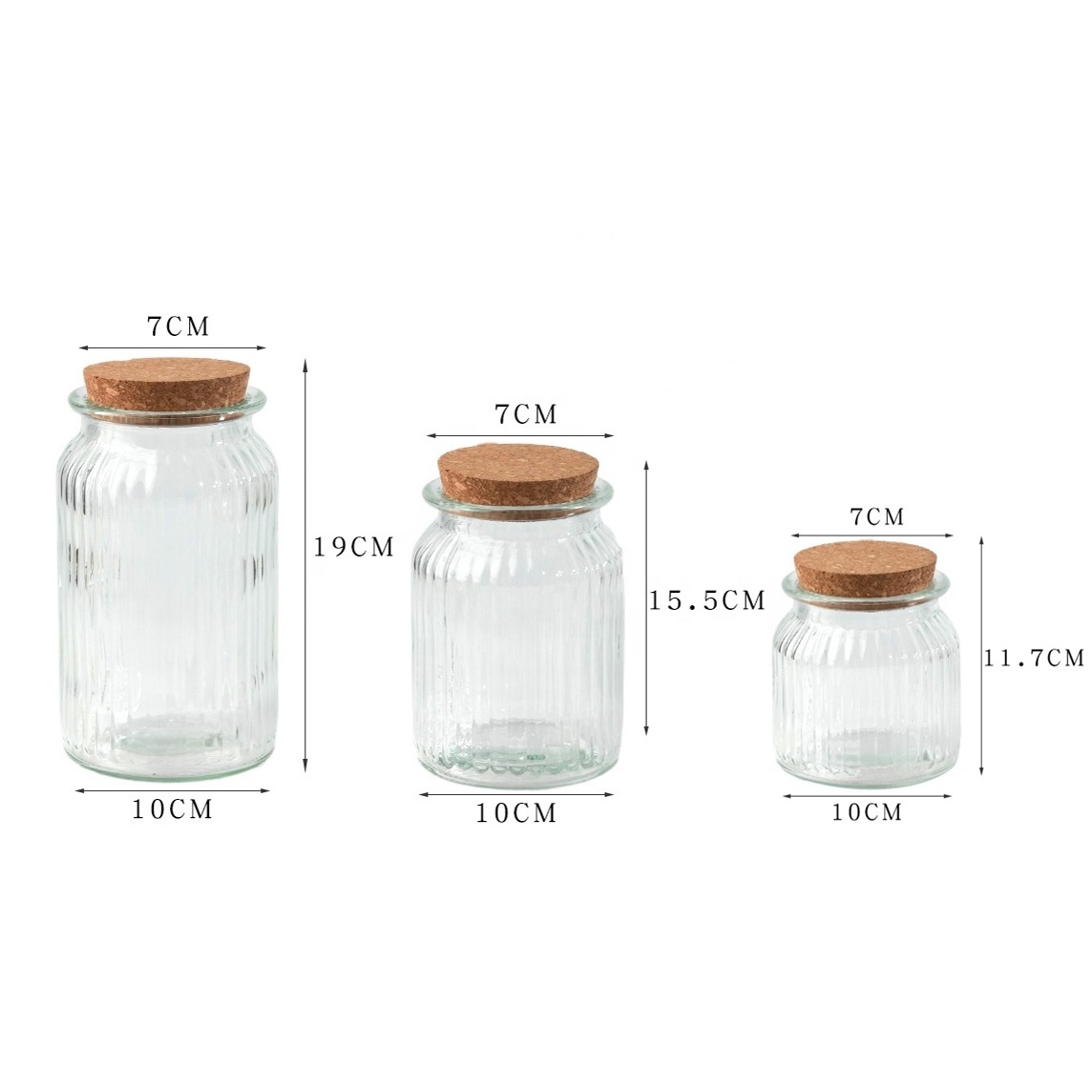 1200ml 950ml 650ml Round Glass Cookie Candy Jars with Airtight Bamboo Wooden Cork Lid for Storage