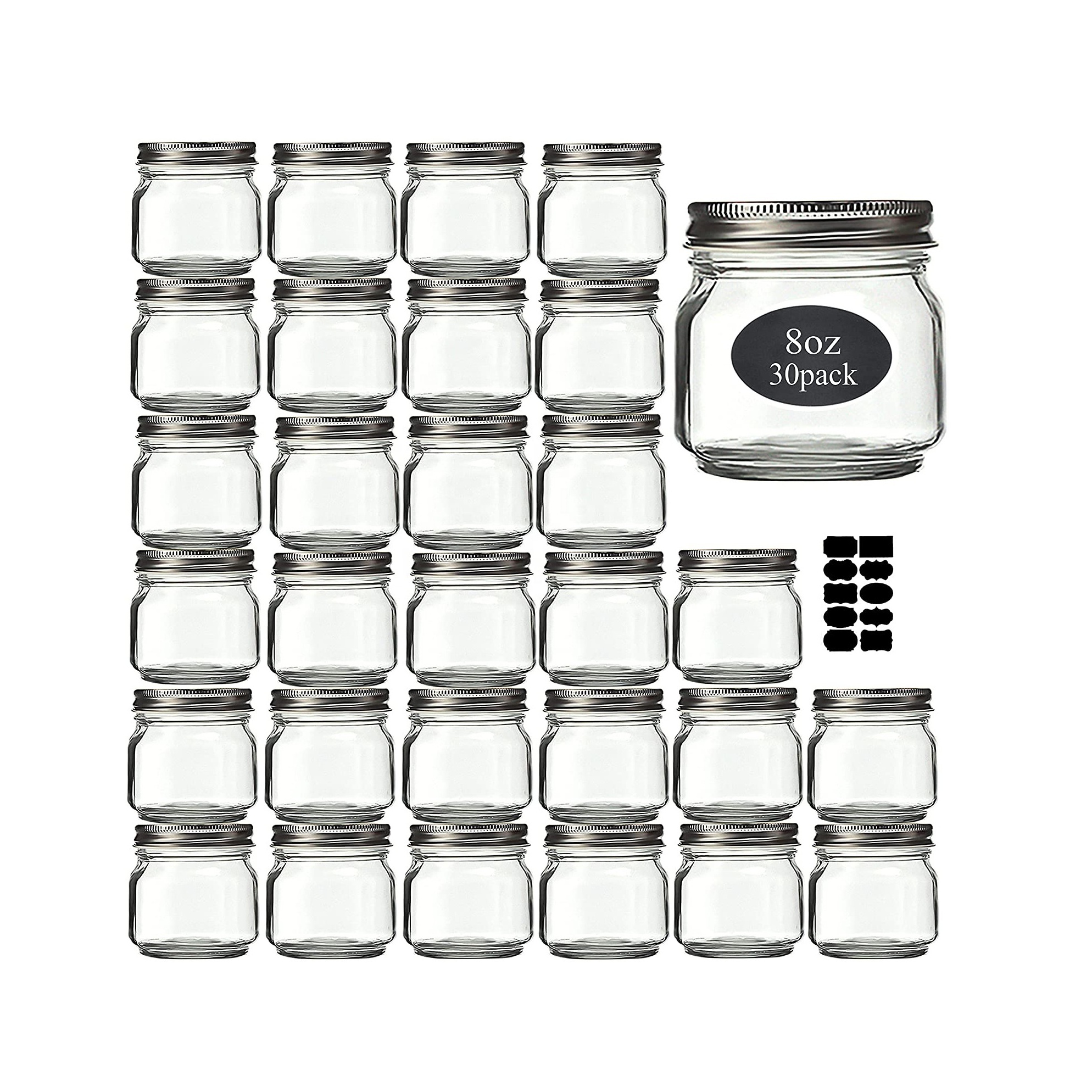 Small Mason Jars With Silver Lids 1/4 Quart Canning Jars| Storage Pickling Jars For Jelly, Jam, Honey, Pickles