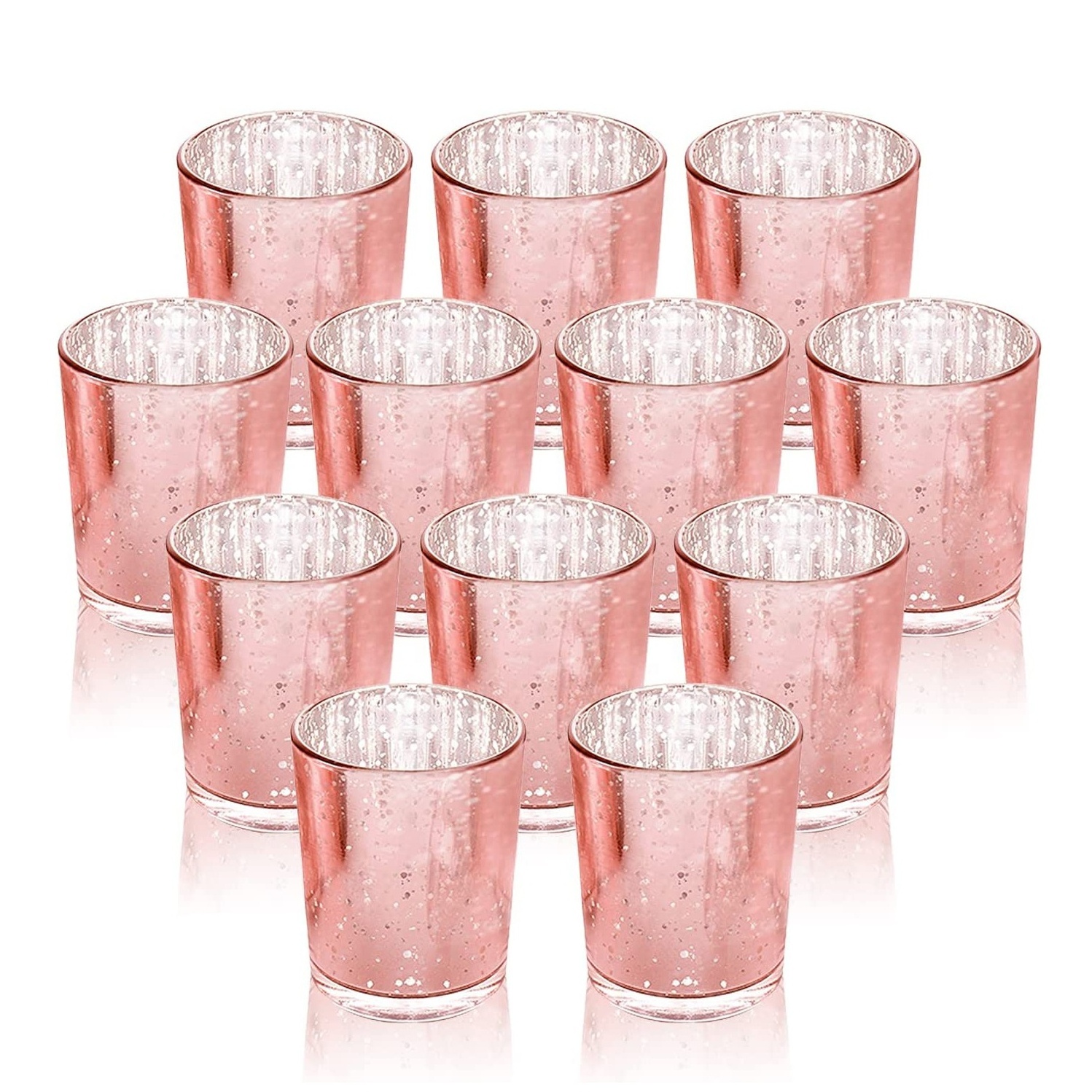 Rose Gold Votive Candle Holders, Mercury Glass Tealight Candle Holder Set of 12