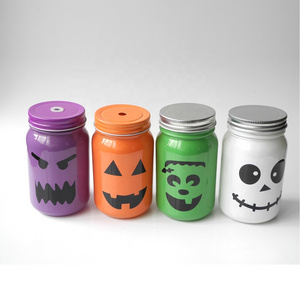 Halloween decoration design glass jars with spraying colors