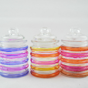 Multicolor smaller glass Candy Jars Set of 3 Colored Apothecary Jars Glass Storage Jars for DIY Projects