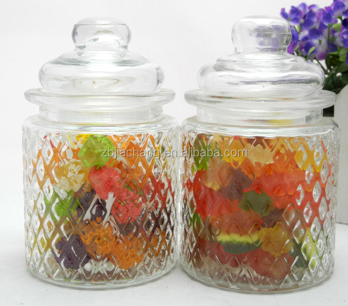 Soda Lime Lid Antique Glass Jars for Cookie Container