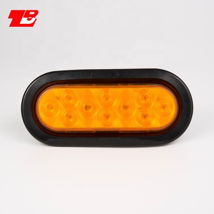 6in 10LED Amber Oval Recessed LED Strobe Light Waterproof Rear Warning Flash Lamp For Truck Trailer