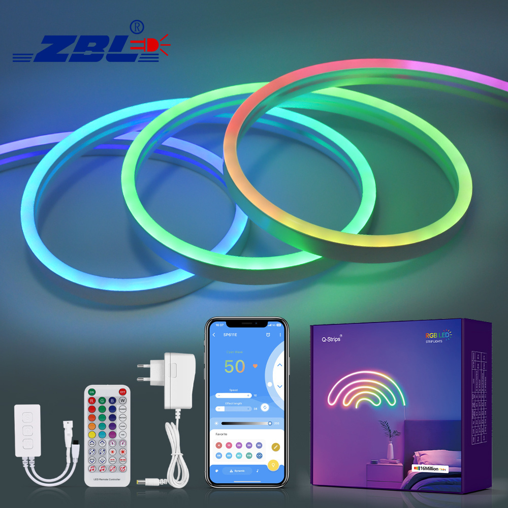 Popular IP67 DC12V 24V RGB 5M/Roll 6*13MM 8*17MM Neon LED RGB  Strip Light Led Flex Neon Lights