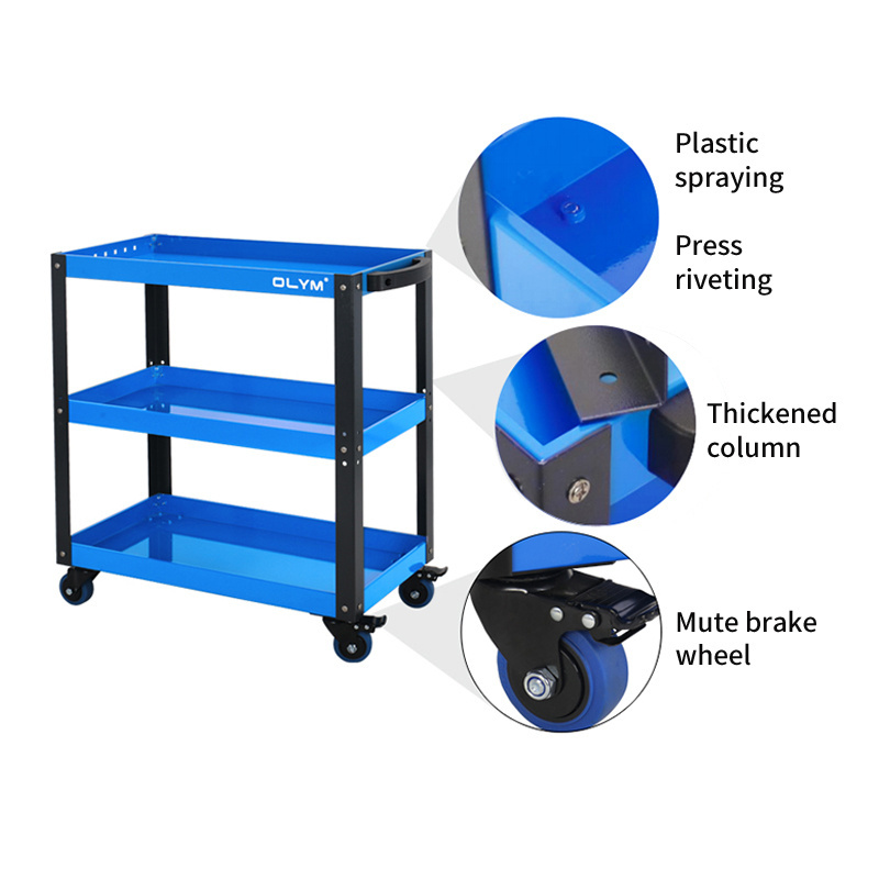 Hot selling three shelf tool trolley cabinet car repair tools cart storage