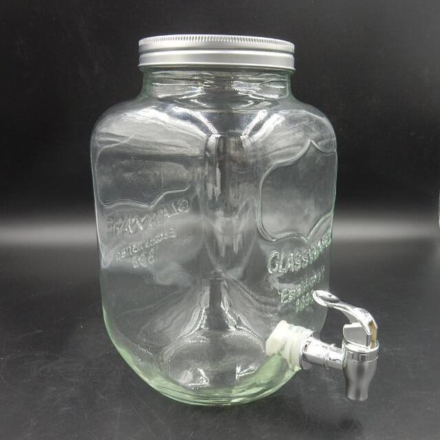 Promotion Large size clear glass jar beverage juice Dispenser with tap