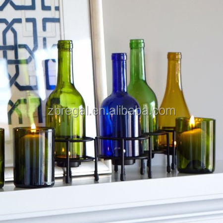 Rycycled Wine Bottle Candle Holder ,table tealight holder ,set of 4