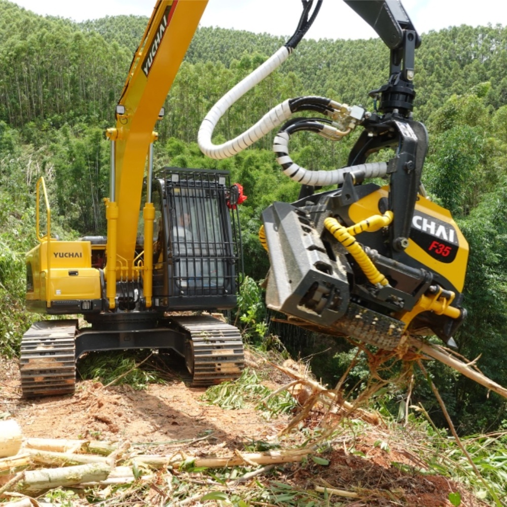 China Tree Cutting Harvester Yuchai F35 IV Harvester Head forest Machine with Free Segment Cutting Forestry Harvesting Head