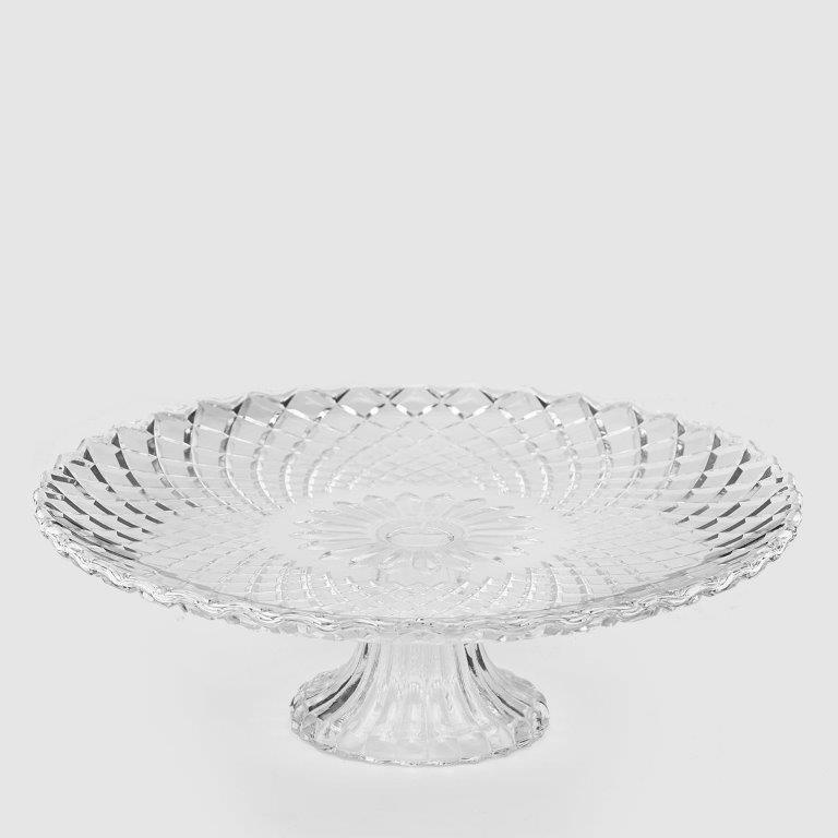 12 inch Pedestal Clear  Glass Cake Plate Clear Glass Dessert Cake Pie Plate Crystal Dessert Plate