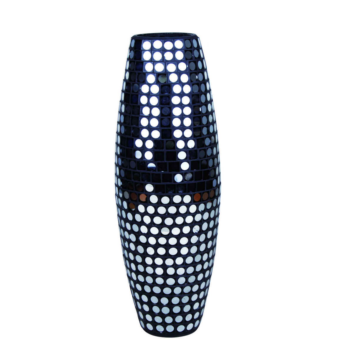 Handmade Black  White Mosaic Modern Glass  Flower Vase For Home Decoration