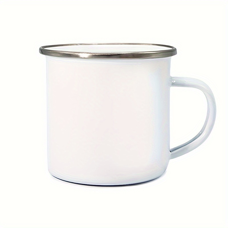 15oz 18oz 24oz solid color enamel coated coffee tea drinking mug cup with stainless steel silver rim