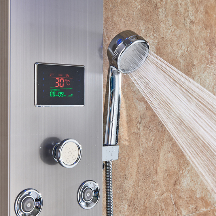 Bathroom Wall Mounted Multi Functional LED Thermostatic Shower Panel With Digital Display