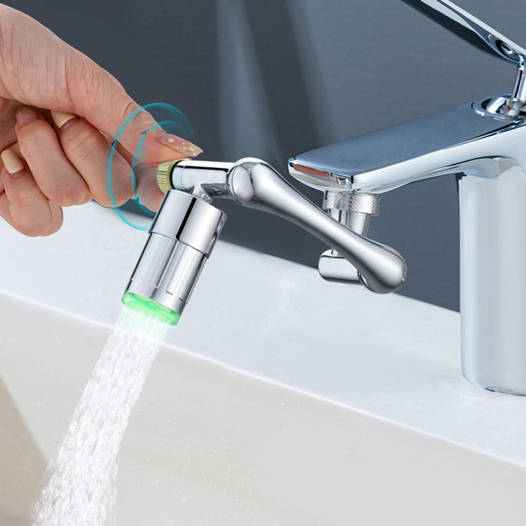 3 Color Temperature Sensing LED Faucet Water Flow Color Changing 1440 Degree Rotation Faucet Extender