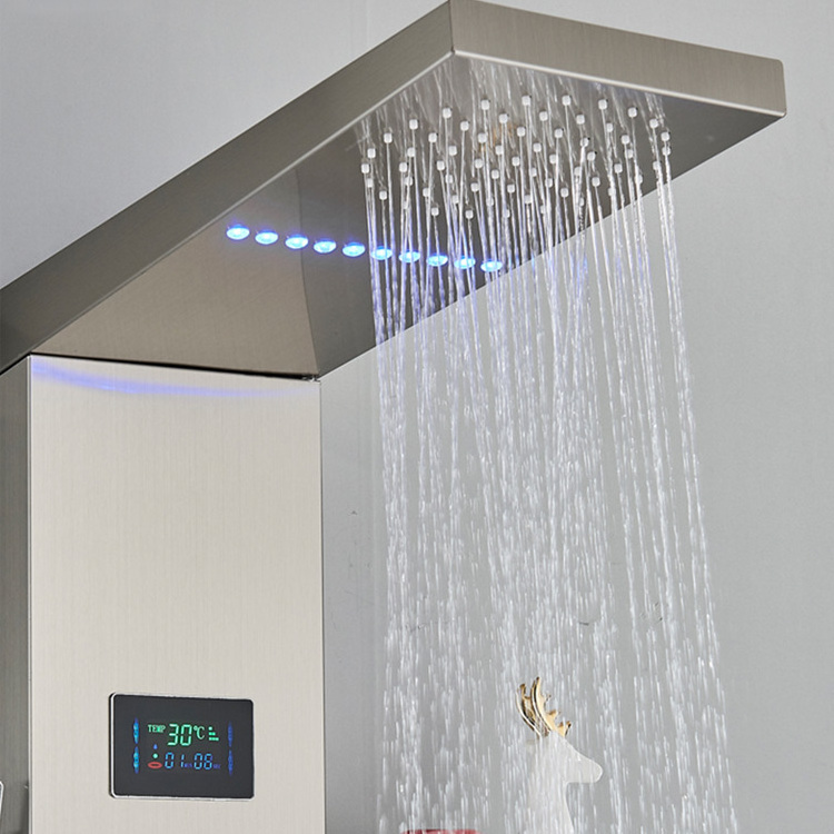 Hot Sell Bathroom Wall Mounted Stainless Steel Waterfall Shower column LED Shower Panels