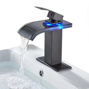 Hot Sale LED Three Colors Change Modern Luxury Water Faucets Basin Faucets For Hotel Bathroom