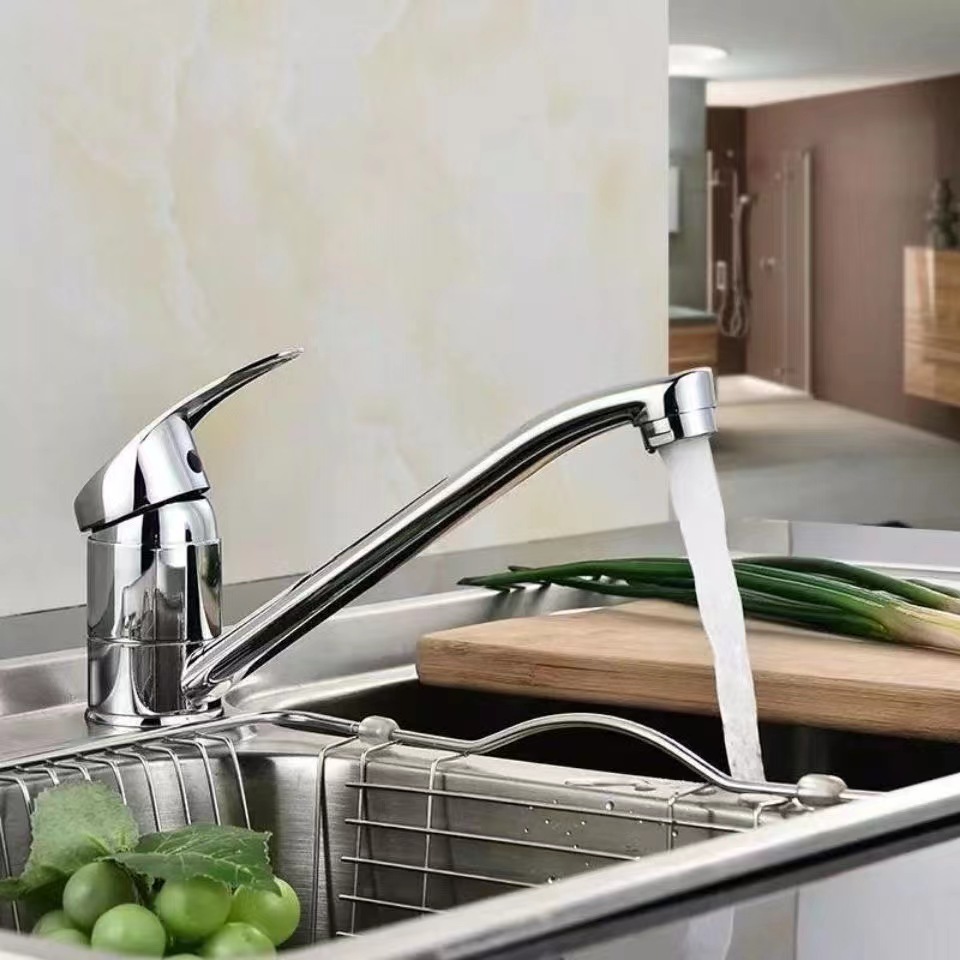 Hot and Cold Water Single Handle Kitchen Sink Faucet Long Spout Brass Kitchen Faucet