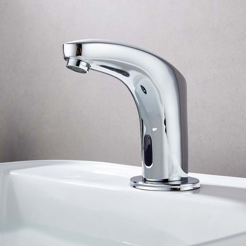 Dual Power Infrared Automatic Touchless Brass Chrome Plating Sensor Bathroom Basin Faucet