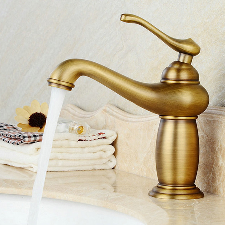 Wholesale Brass Antique Bronze Bathroom Basin Faucet Hot and Cold Sink Faucet Single Hole Bathroom Taps