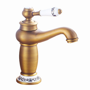 Wholesale Brass Antique Bronze Bathroom Basin Faucet Hot and Cold Sink Faucet Single Hole Bathroom Taps