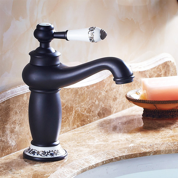 Wholesale Brass Antique Bronze Bathroom Basin Faucet Hot and Cold Sink Faucet Single Hole Bathroom Taps