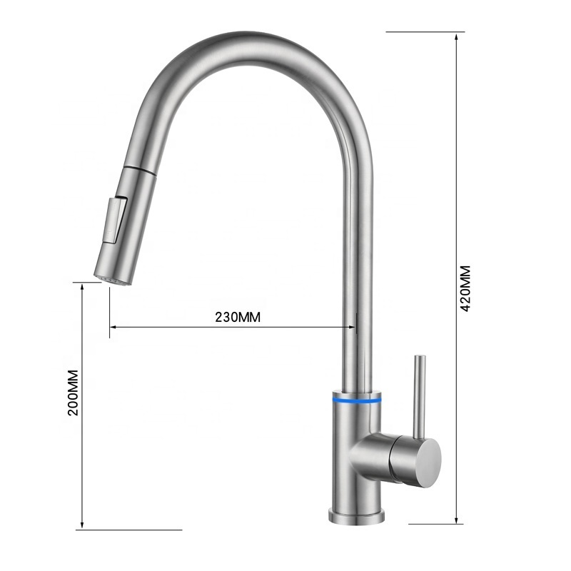 2024 New Product Touchless Kitchen Faucets Pull Out LED Three Color Change Smart Hot and Cold Mixer Kitchen Tap