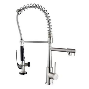 Wholesale spray brass sanitary ware spring pull down type design brushed nickel kitchen faucet