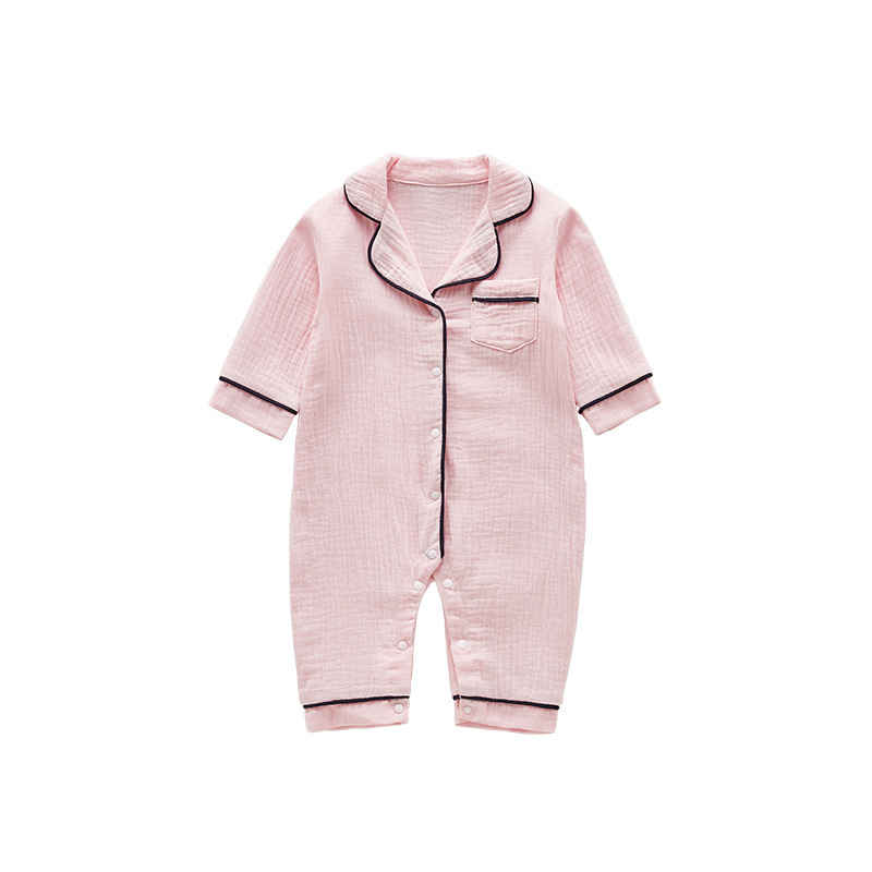 Baby Pajamas Infant Clothing Solid Color Home Baby Pajamas Crepe Long Sleeve Jumpsuit Baby Climbing Wear