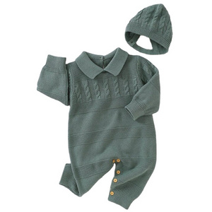 Jumpsuit Hat Knit Sweater Organic Cotton Newborn Baby Clothes Girl Boy Winter Baby Clothes Boys 0-3 Month Romper Baby Pajamas