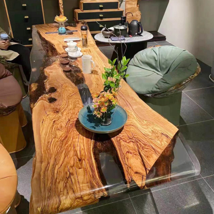 Olive Wood River Table Epoxy Resin Multifunctional Epoxy Resin Wood Coffee Office Table