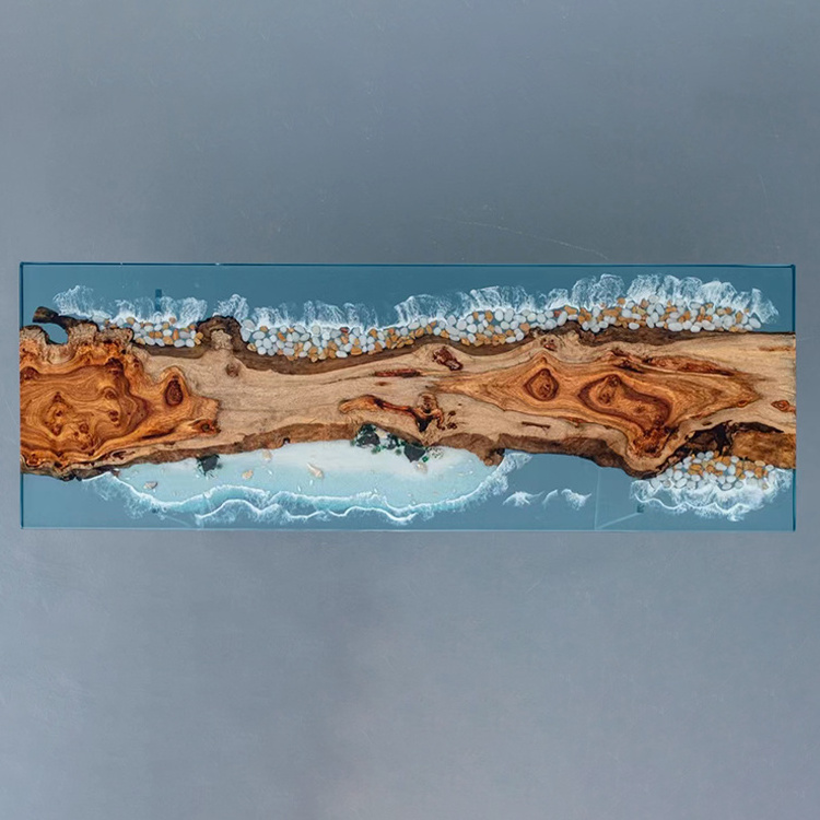 Beautiful Live Edge Pterocarpus Erinaceus Poir Wood Dining Table With Epoxy Colorful River Resin