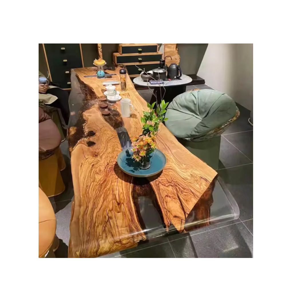 Olive Wood River Table Epoxy Resin Multifunctional Epoxy Resin Wood Coffee Office Table