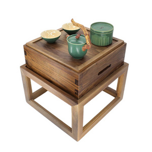 Indoor Outdoor Multi-Functional Storage Set Slab Wooden Tea Table Solid Wood Coffee Table Living Room Furniture