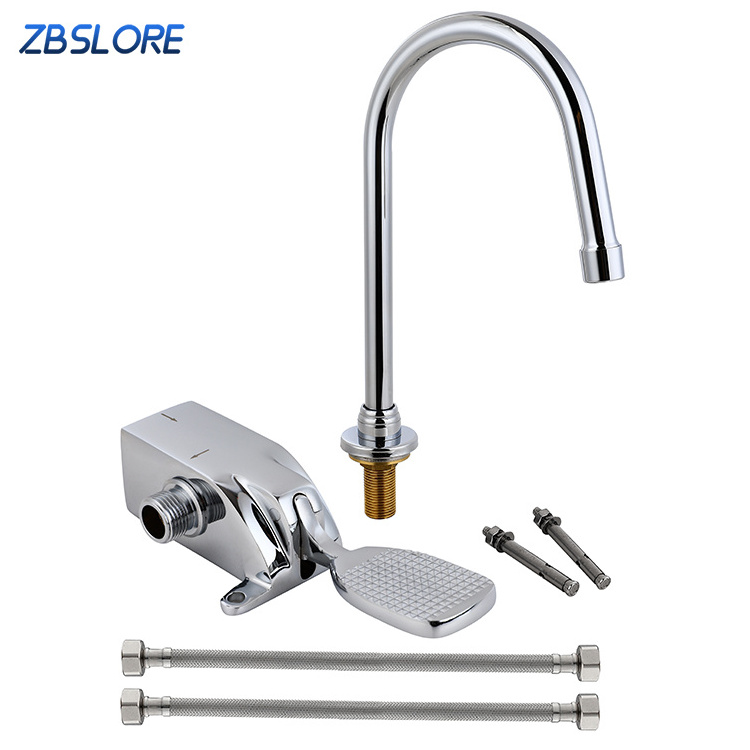 Foot Control Faucet Single Hole Touchless Foot Pedal Control Valve Faucet For Hospital Or Kitchen