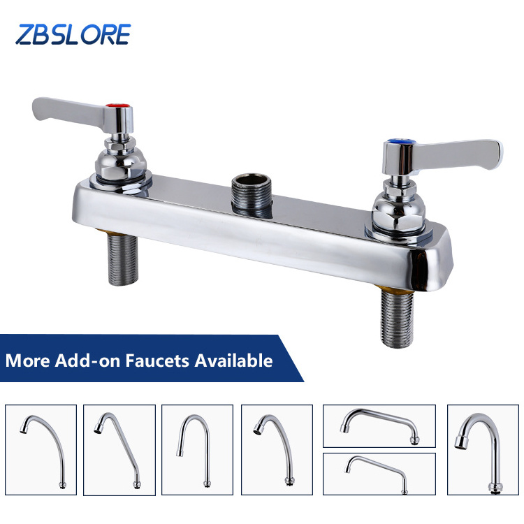 Hot And Cold Faucet Polished 8 Inch Center Goose Neck Workboard Faucet