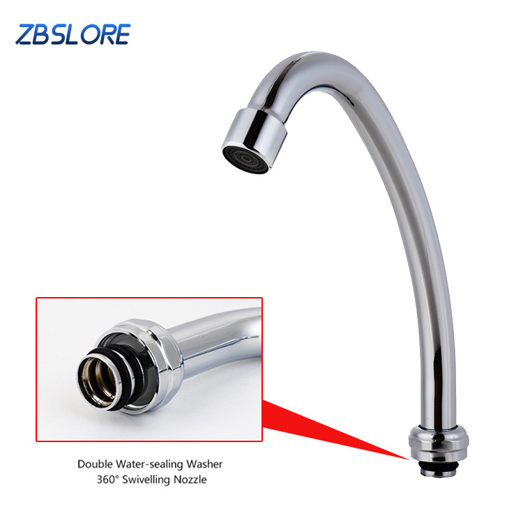 Hot And Cold Faucet Polished 8 Inch Center Goose Neck Workboard Faucet