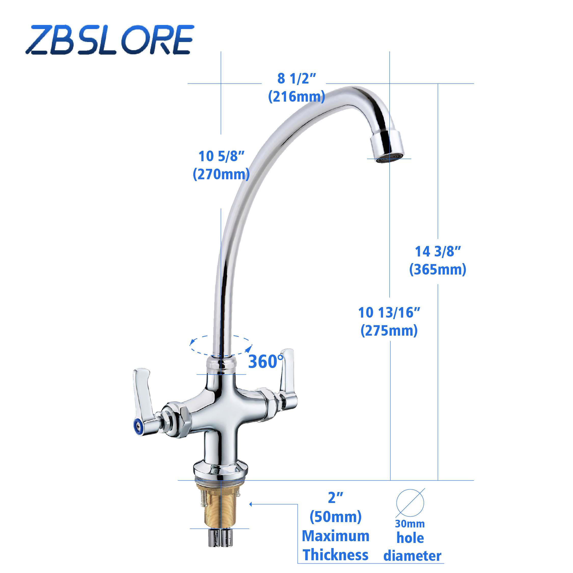 Sink Mixing Faucet Hot And Cold Laboratory Deck Mount Mixing Faucet