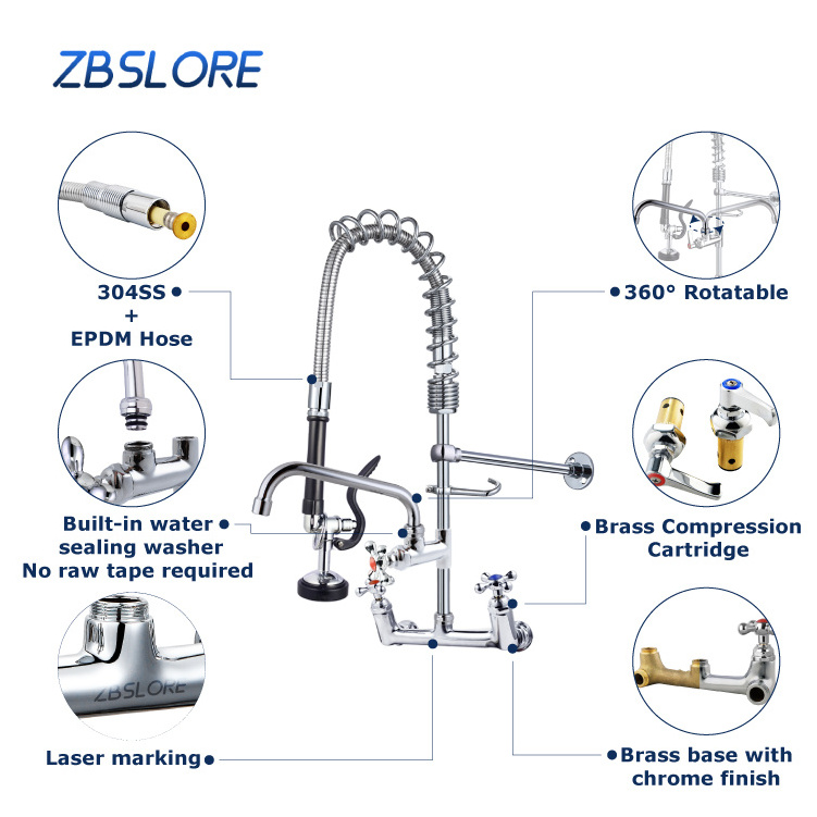 Pre-rinse Spray Valve Faucet Commercial Equipment Supply Brass Retro Dishwasher Pre-rinse Faucet