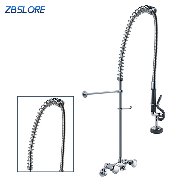 3 Years Guarantee Pre Wash Rinse Commercial Pull Down Kitchen Faucet With 96cm Stainless Steel Hose