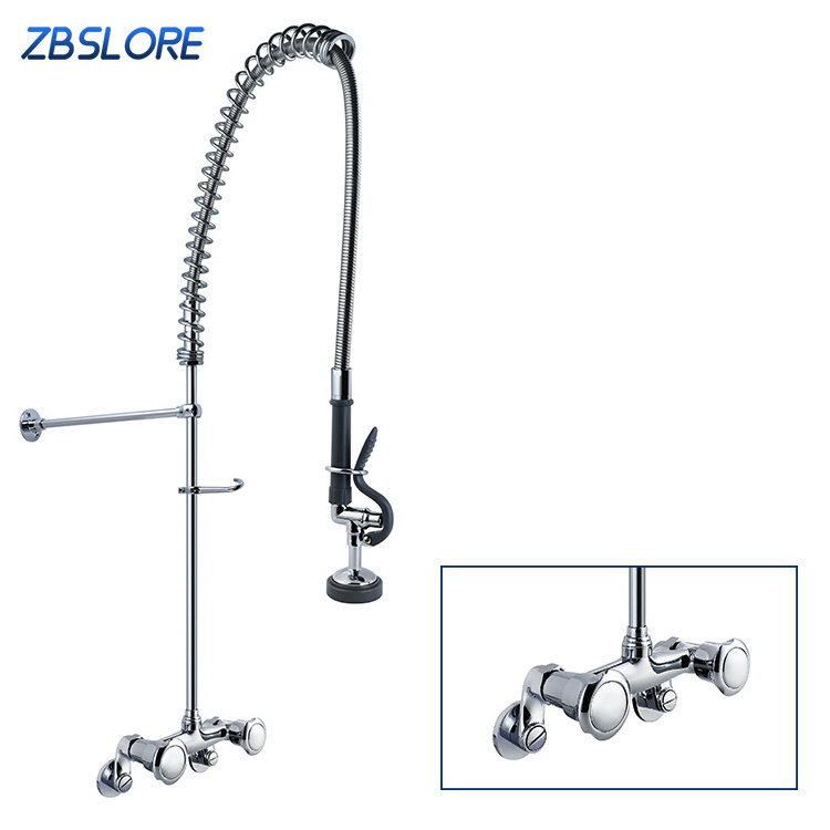 3 Years Guarantee Pre Wash Rinse Commercial Pull Down Kitchen Faucet With 96cm Stainless Steel Hose