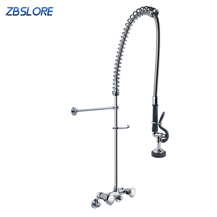 3 Years Guarantee Pre Wash Rinse Commercial Pull Down Kitchen Faucet With 96cm Stainless Steel Hose