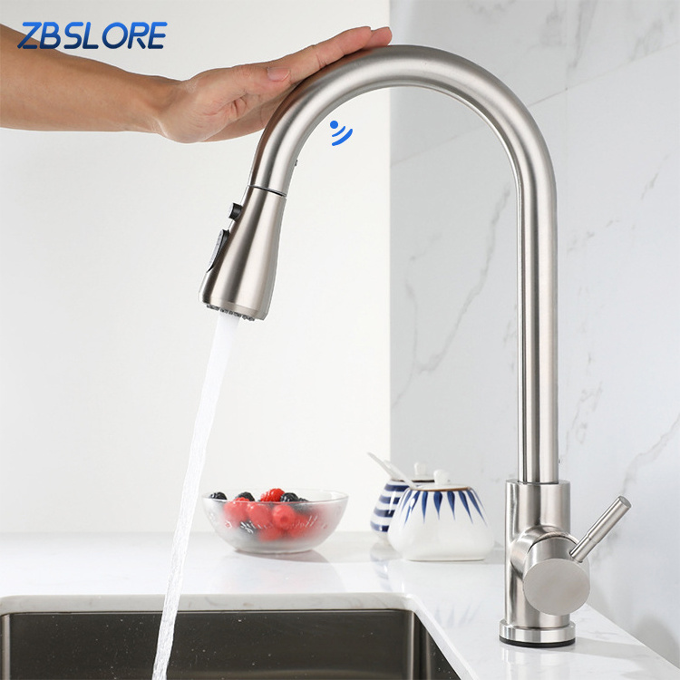 Hot Kitchen Faucet Brushed Gold Touchless Kitchen Faucet With High Arch Spout