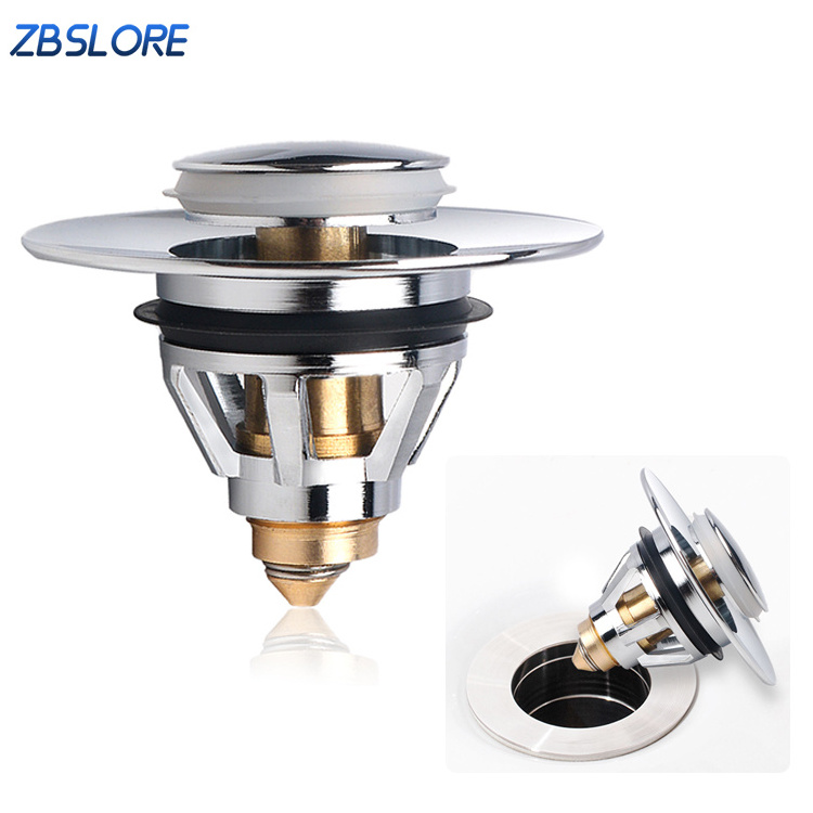 Stainless Steel Sink Drain Strainer Bathroom Pop Up Sink Plug With Push Type Drain Strainer