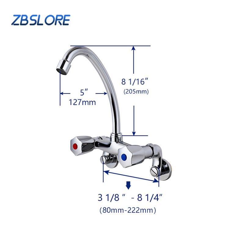 Kitchen Wall Mounted Faucet Chrome Industrial Wall Mounted Faucet For Kitchen