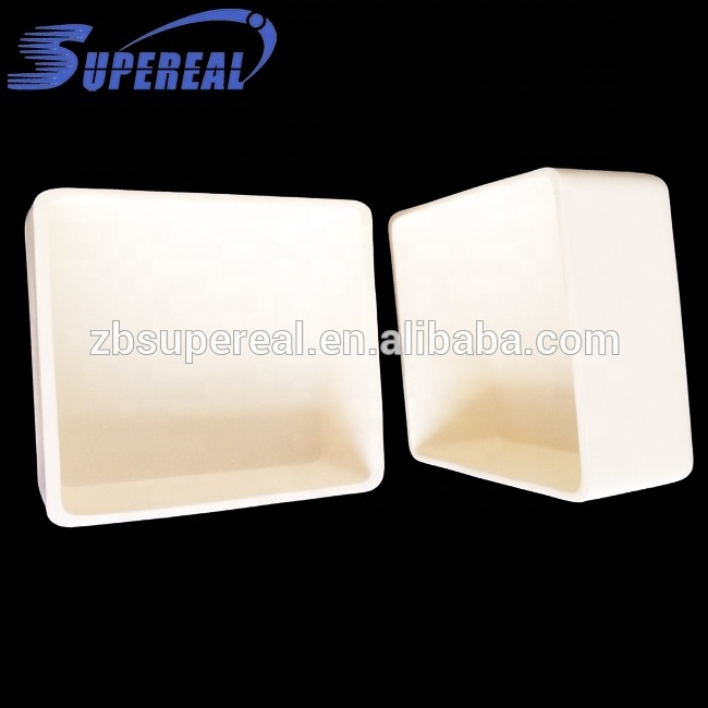 High purity alumina square ceramic crucibles for furnace at working temperature 1000c