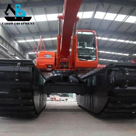 Mini Used Japan EX210 EX200 long arm 20 tons Wetland Amphibious excavator with undercarriage pontoon