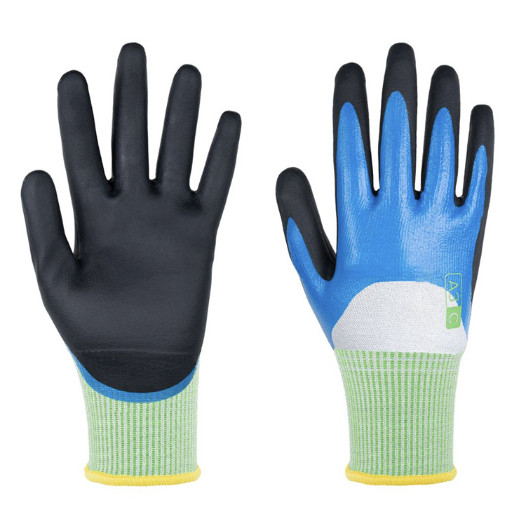 Cut Resistant HPPE Knitted Industrial Hand Protective Nitrile Coated meat cutting gloves