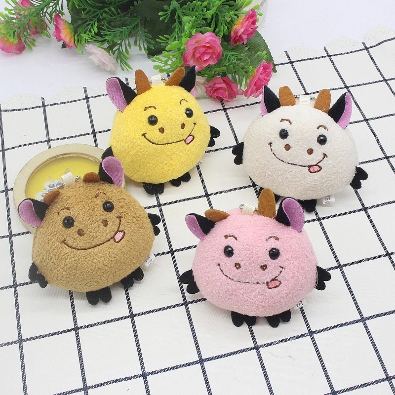 New Cartoon Cute Zodiac Bull Doll Plush Toy Little Cow DIY Stuffed Animal Keychain Bag Pendant Clothing Accessories