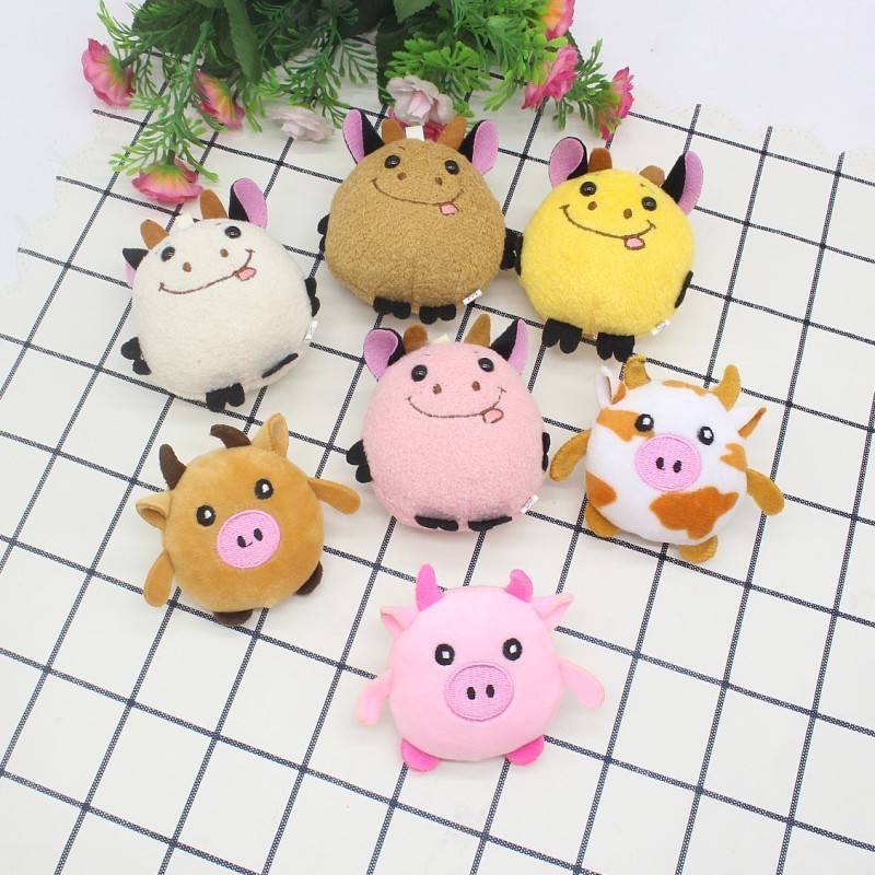 New Cartoon Cute Zodiac Bull Doll Plush Toy Little Cow DIY Stuffed Animal Keychain Bag Pendant Clothing Accessories